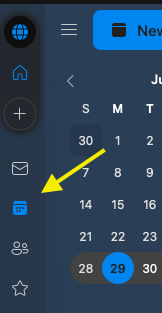 Select the Calendar icon from the navigation bar in the Outlook Application. Voice controls in Outlook can also be used if you say "Schedule a meeting" followed by by the month day and time. 